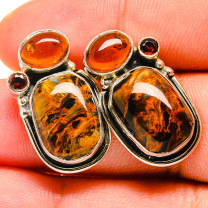 Golden Pietersite Earrings handcrafted by Ana Silver Co - EARR421078