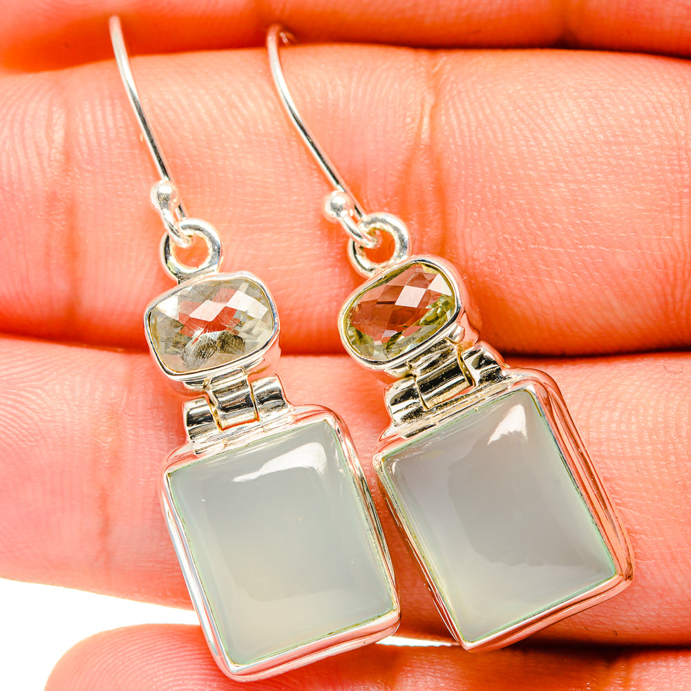 Aqua Chalcedony Earrings handcrafted by Ana Silver Co - EARR421081