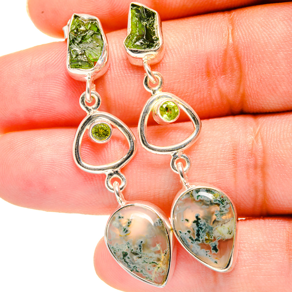 Green Moss Agate Earrings handcrafted by Ana Silver Co - EARR421083