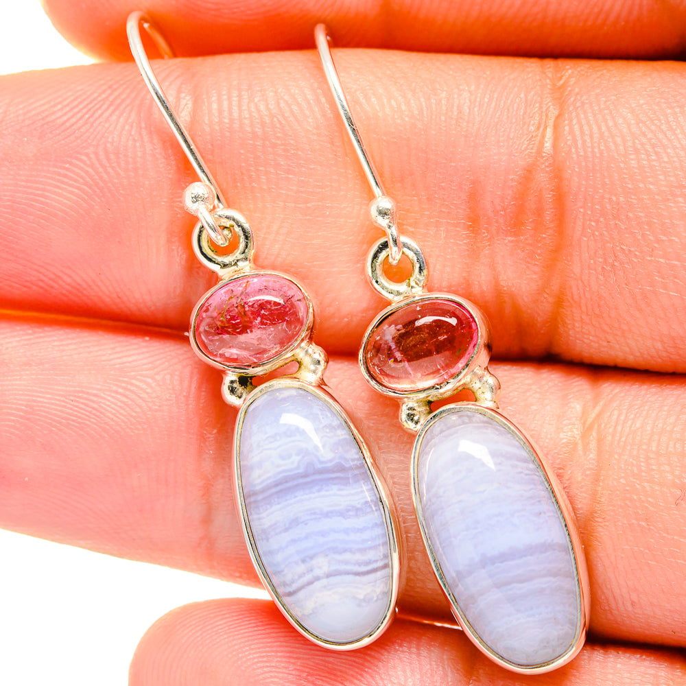 Blue Lace Agate Earrings handcrafted by Ana Silver Co - EARR421084