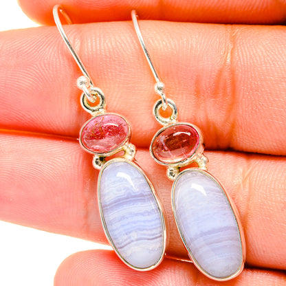 Blue Lace Agate Earrings handcrafted by Ana Silver Co - EARR421084