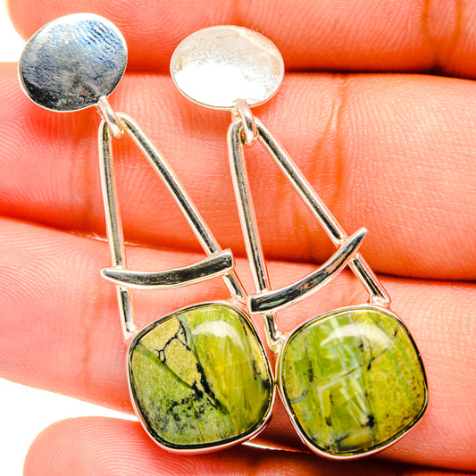 African Green Opal Earrings handcrafted by Ana Silver Co - EARR421093