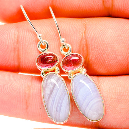 Blue Lace Agate Earrings handcrafted by Ana Silver Co - EARR421099