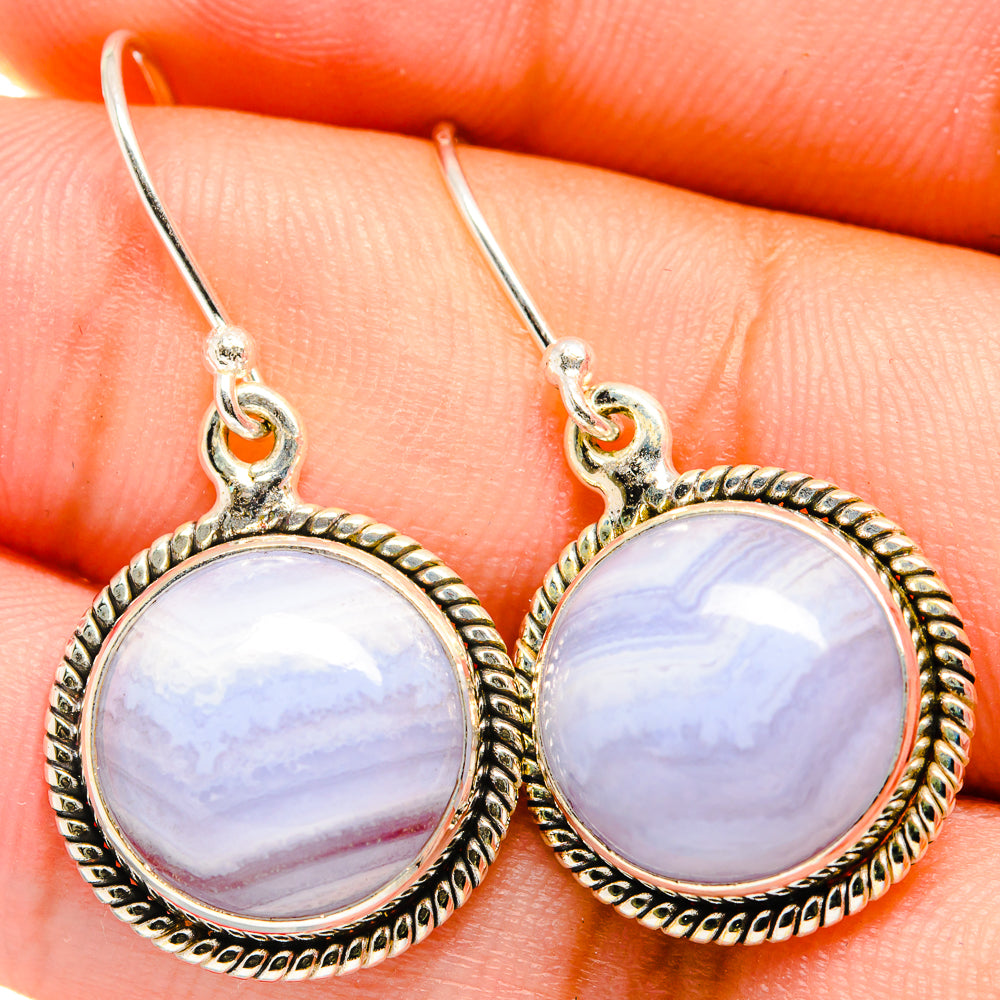 Blue Lace Agate Earrings handcrafted by Ana Silver Co - EARR421111