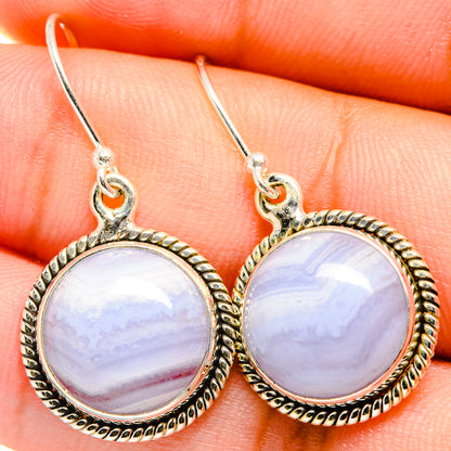 Blue Lace Agate Earrings handcrafted by Ana Silver Co - EARR421111