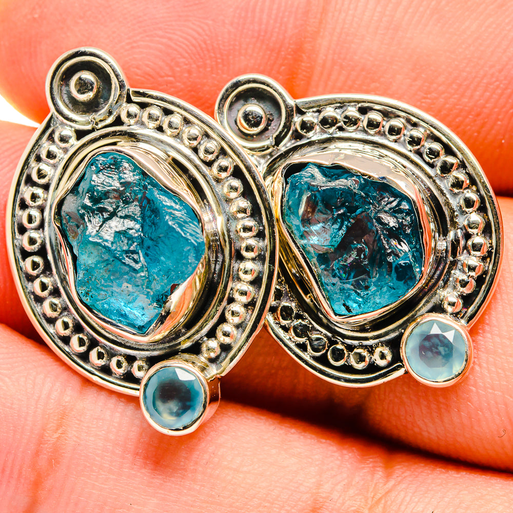 Apatite, Aqua Chalcedony Earrings handcrafted by Ana Silver Co - EARR421112