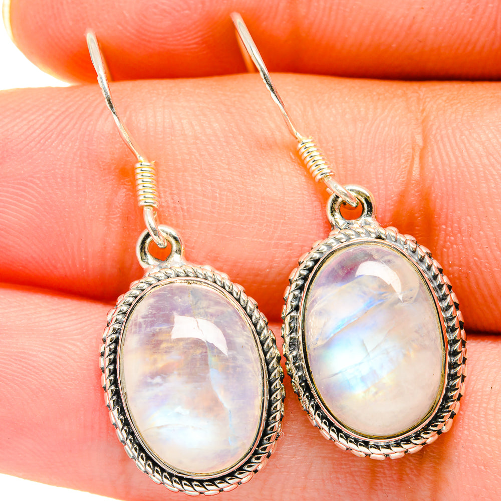 Rainbow Moonstone Earrings handcrafted by Ana Silver Co - EARR421118