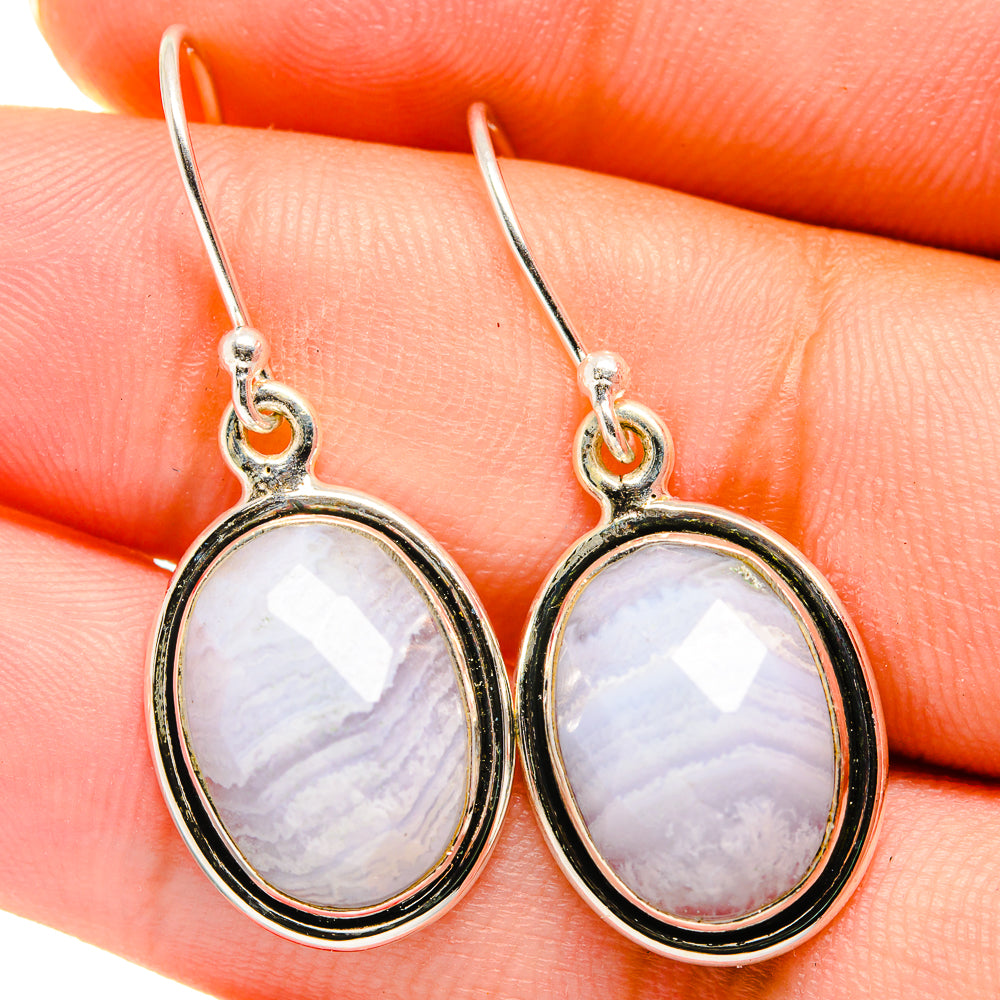 Blue Lace Agate Earrings handcrafted by Ana Silver Co - EARR421120