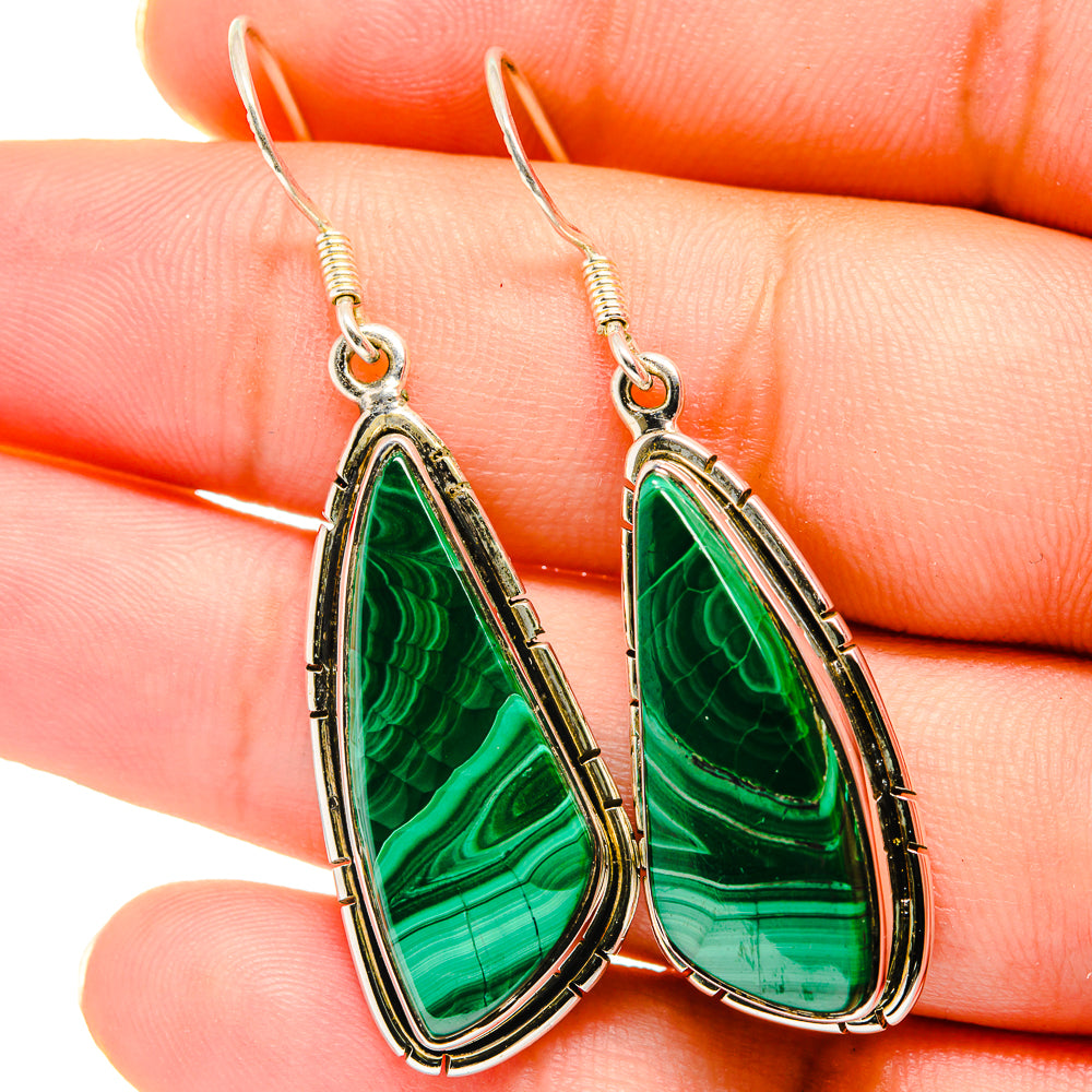 Malachite Earrings handcrafted by Ana Silver Co - EARR421121