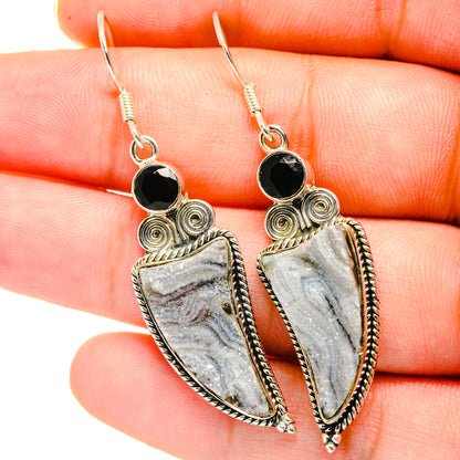 Desert Druzy, Black Onyx Earrings handcrafted by Ana Silver Co - EARR421125