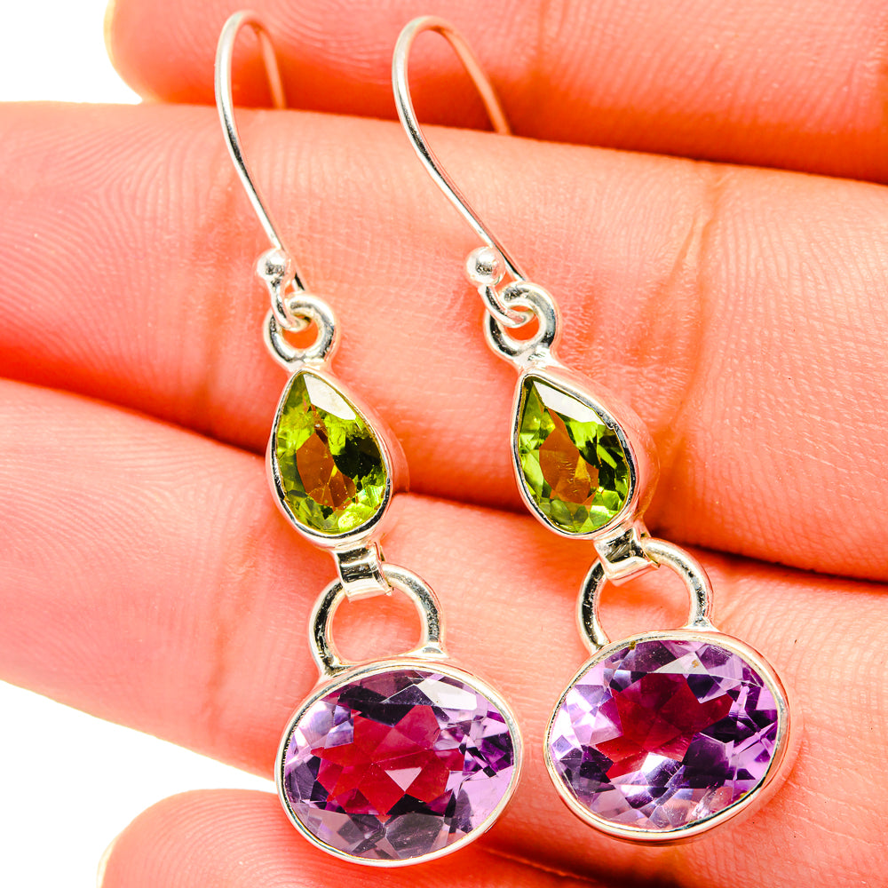 Amethyst, Peridot Earrings handcrafted by Ana Silver Co - EARR421134