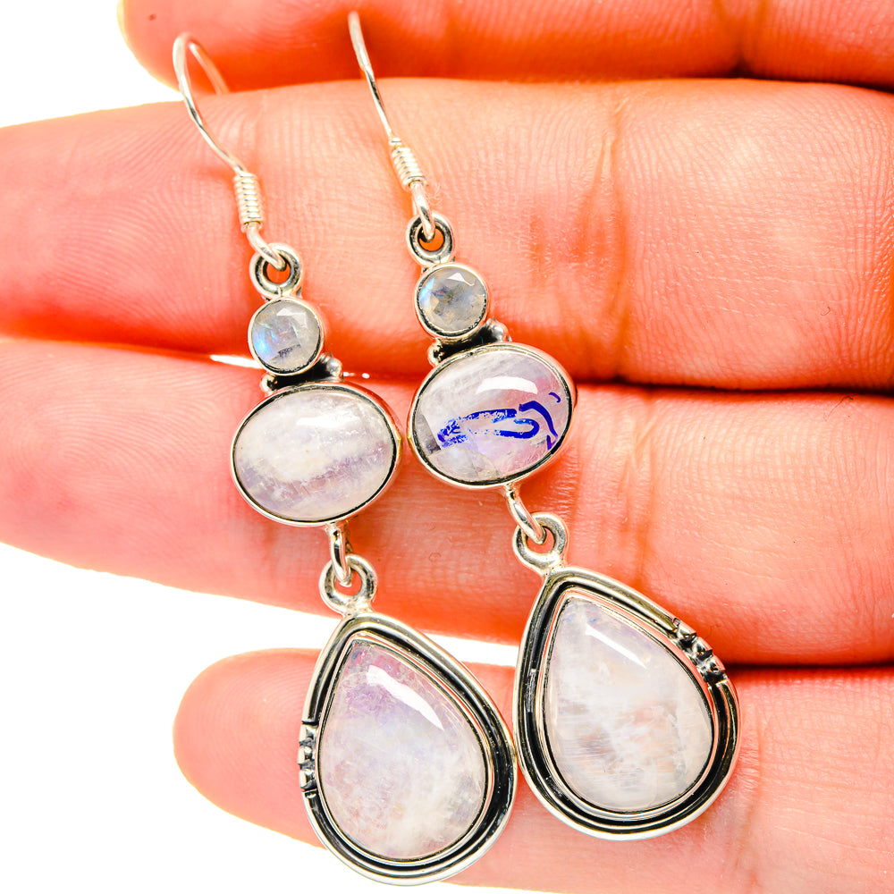 Rainbow Moonstone Earrings handcrafted by Ana Silver Co - EARR421135