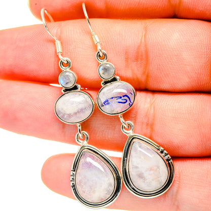 Rainbow Moonstone Earrings handcrafted by Ana Silver Co - EARR421135