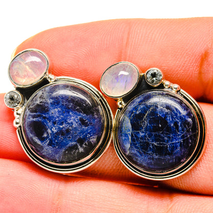 Sodalite, Rainbow Moonstone Earrings handcrafted by Ana Silver Co - EARR421145