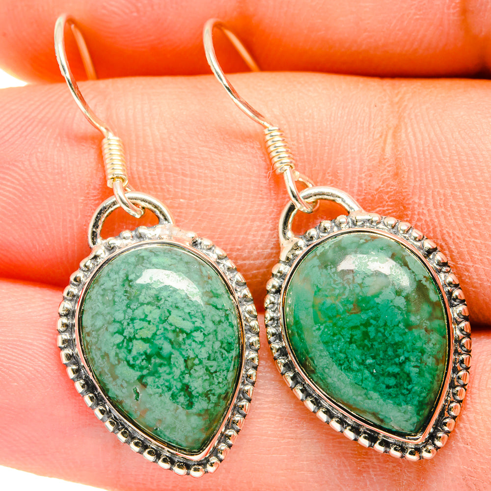 Green Moss Agate Earrings handcrafted by Ana Silver Co - EARR421153