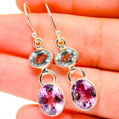 Amethyst, Blue Topaz Earrings handcrafted by Ana Silver Co - EARR421171