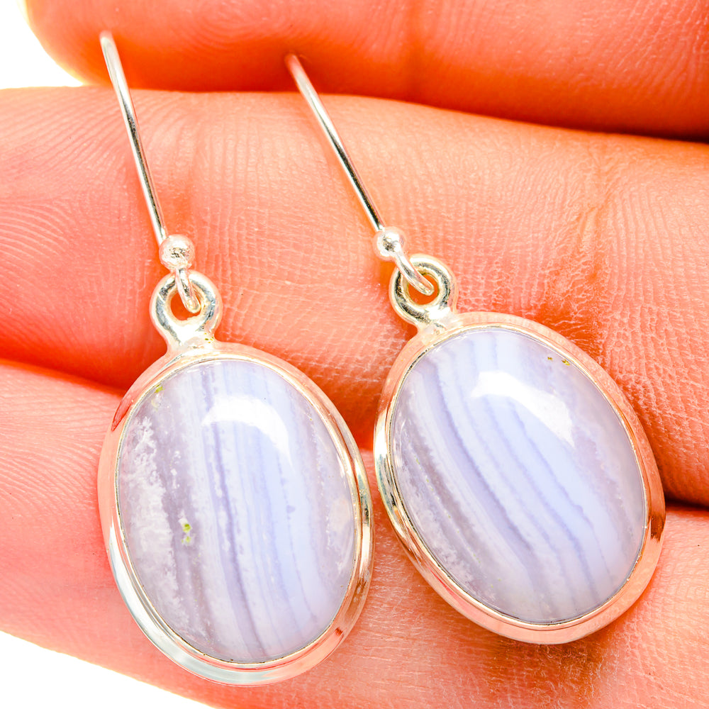 Blue Lace Agate Earrings handcrafted by Ana Silver Co - EARR421172