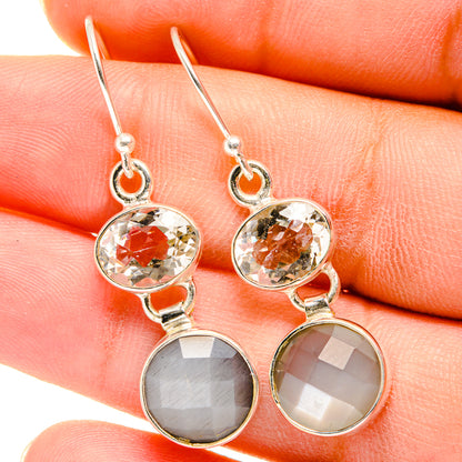 Moonstone, White Quartz Earrings handcrafted by Ana Silver Co - EARR421174
