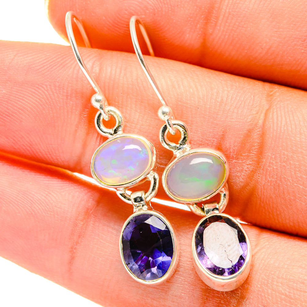 Tanzanite, Ethiopian Opal Earrings handcrafted by Ana Silver Co - EARR421180