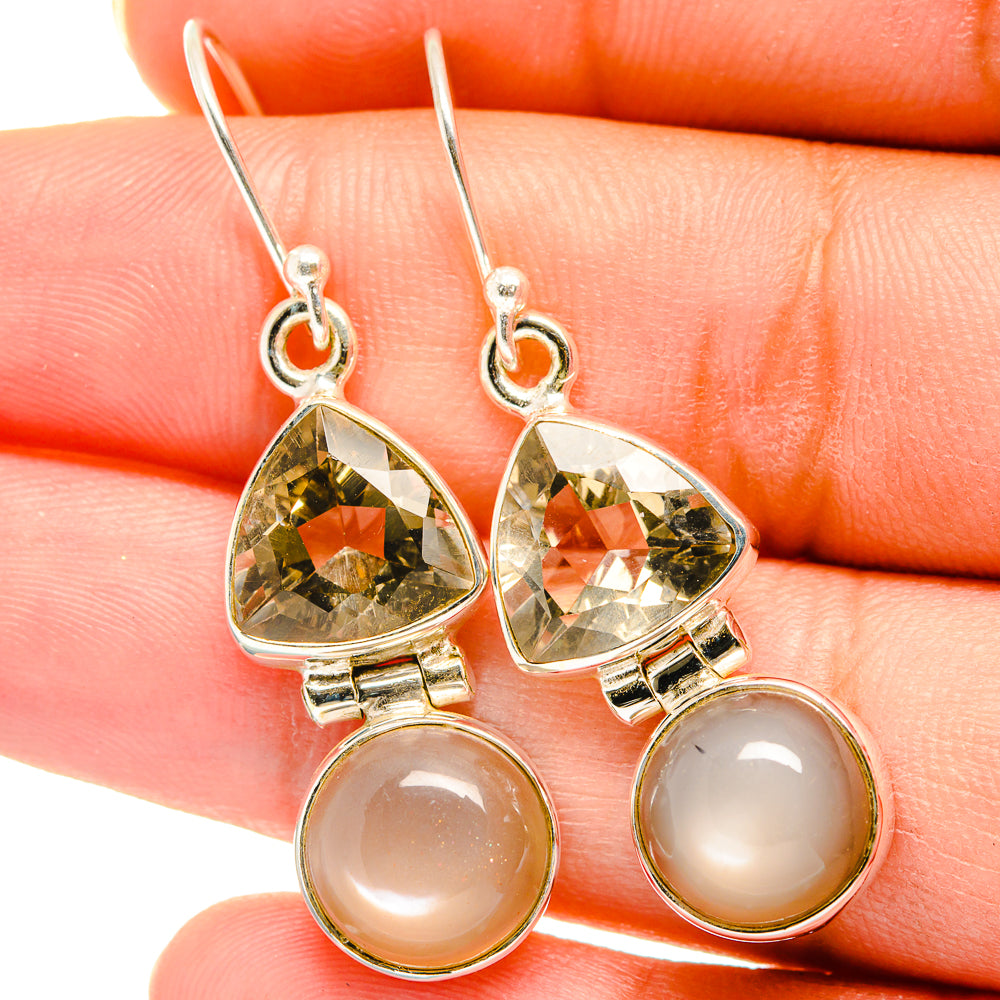 Moonstone, White Quartz Earrings handcrafted by Ana Silver Co - EARR421186