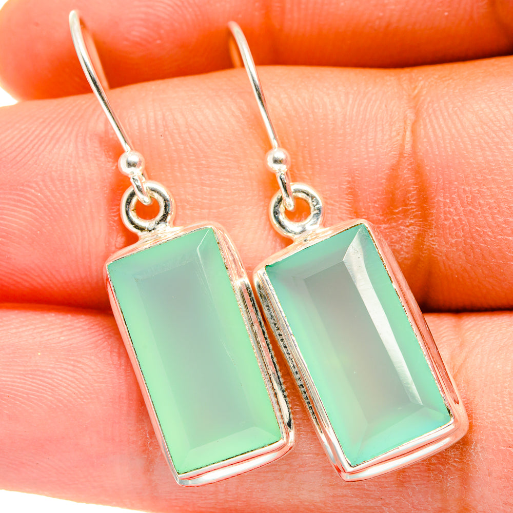 Aqua Chalcedony Earrings handcrafted by Ana Silver Co - EARR421188