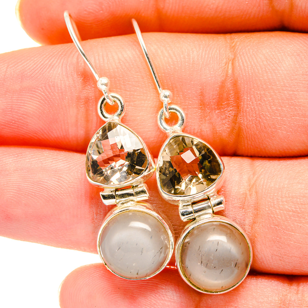 Moonstone, White Quartz Earrings handcrafted by Ana Silver Co - EARR421197