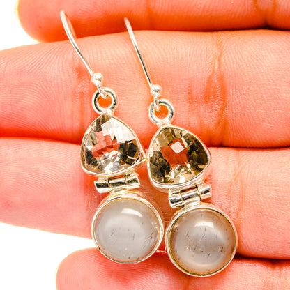 Moonstone, White Quartz Earrings handcrafted by Ana Silver Co - EARR421197