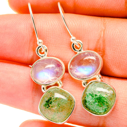 Green Aventurine, Rainbow Moonstone Earrings handcrafted by Ana Silver Co - EARR421211