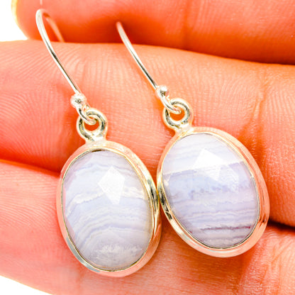 Blue Lace Agate Earrings handcrafted by Ana Silver Co - EARR421213