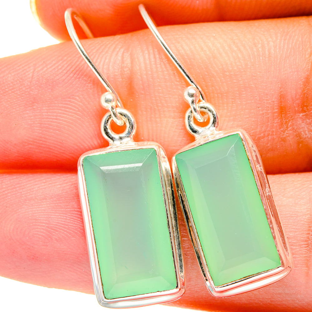 Aqua Chalcedony Earrings handcrafted by Ana Silver Co - EARR421233