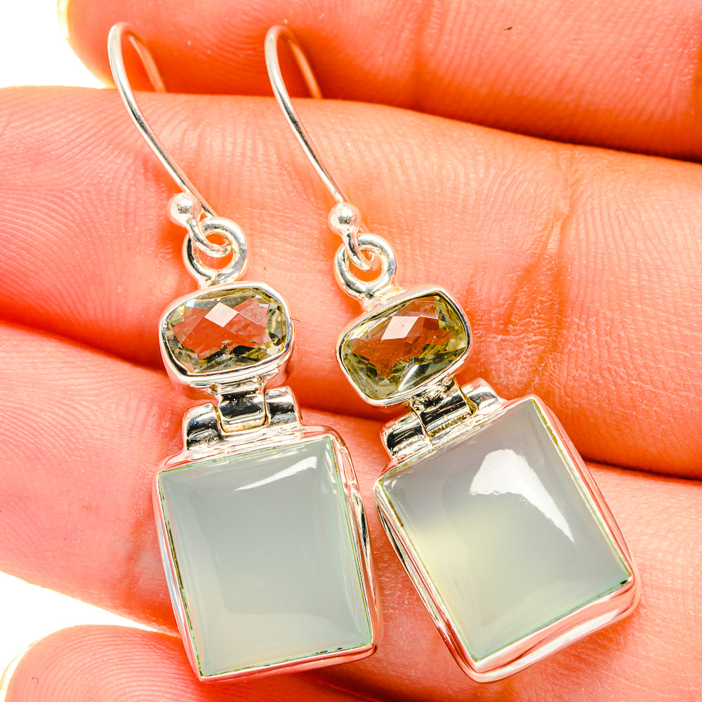 Aqua Chalcedony Earrings handcrafted by Ana Silver Co - EARR421253