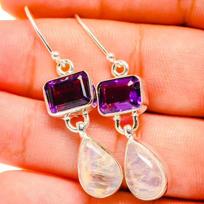 Rainbow Moonstone Earrings handcrafted by Ana Silver Co - EARR421268