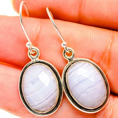 Blue Lace Agate Earrings handcrafted by Ana Silver Co - EARR421281