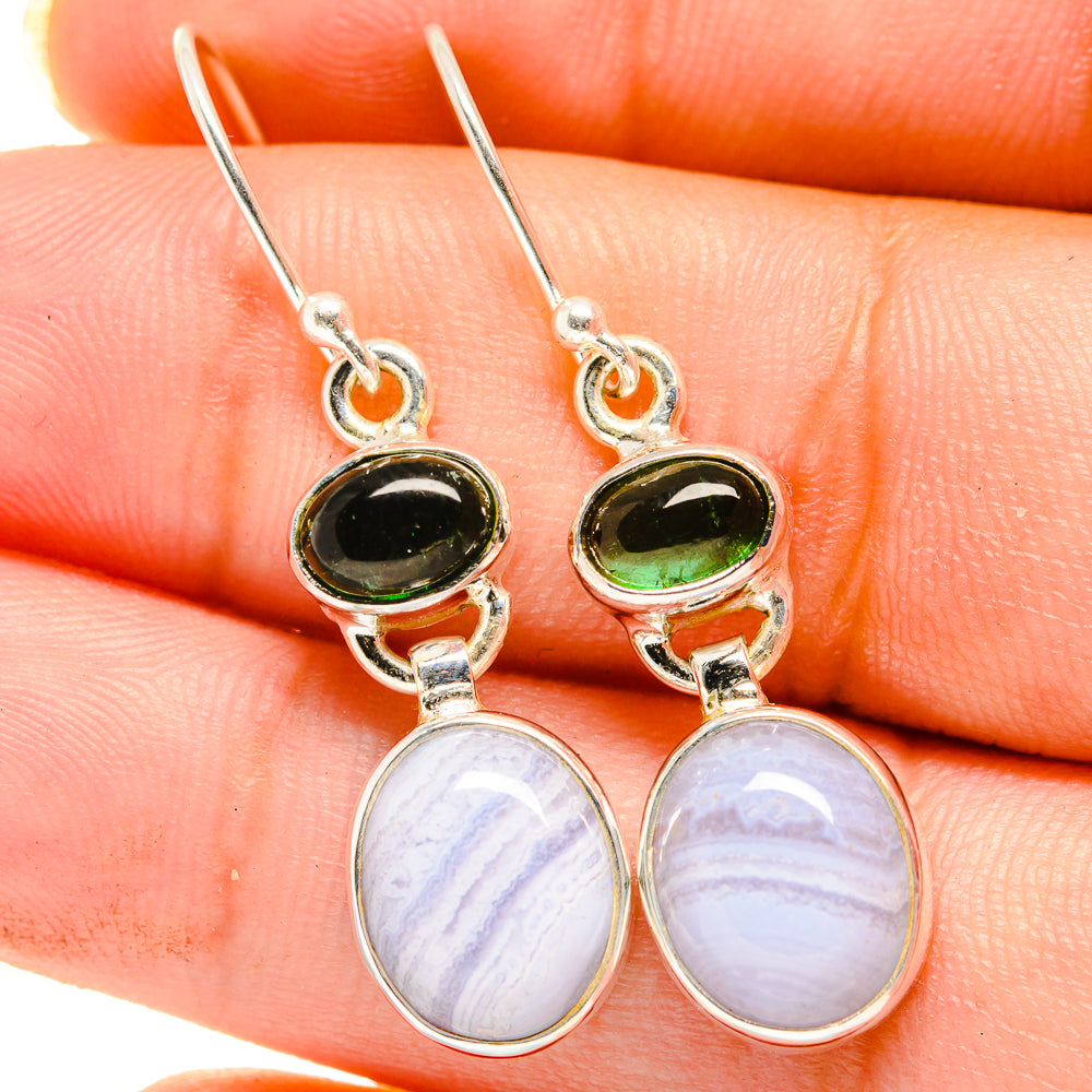 Blue Lace Agate Earrings handcrafted by Ana Silver Co - EARR421296