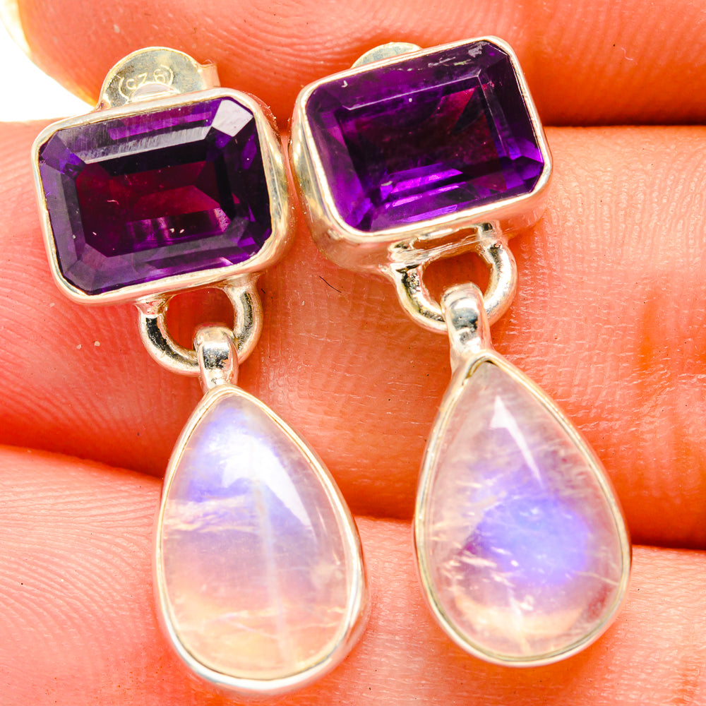 Rainbow Moonstone Earrings handcrafted by Ana Silver Co - EARR421312