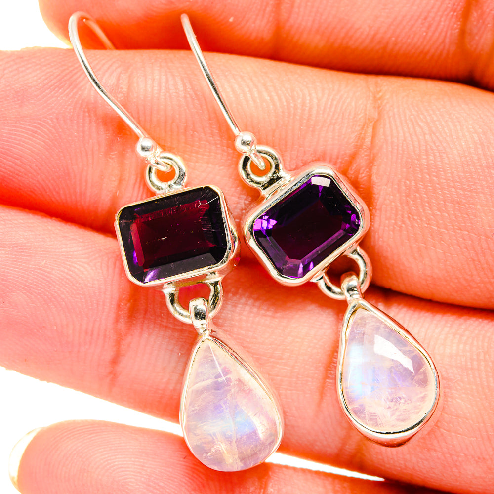 Rainbow Moonstone Earrings handcrafted by Ana Silver Co - EARR421314