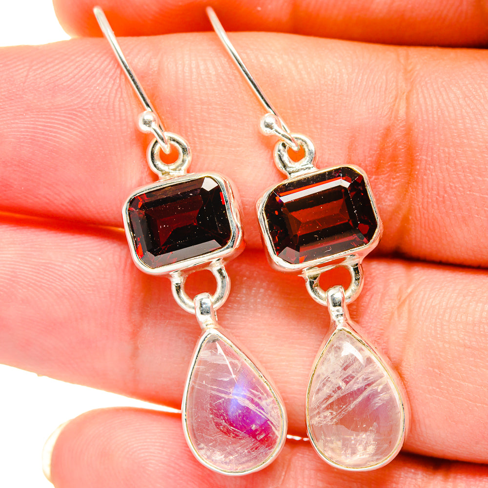 Rainbow Moonstone Earrings handcrafted by Ana Silver Co - EARR421348