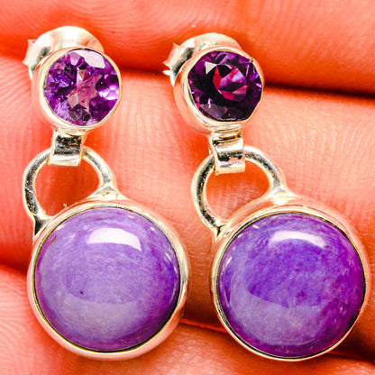 Charoite Earrings handcrafted by Ana Silver Co - EARR421349