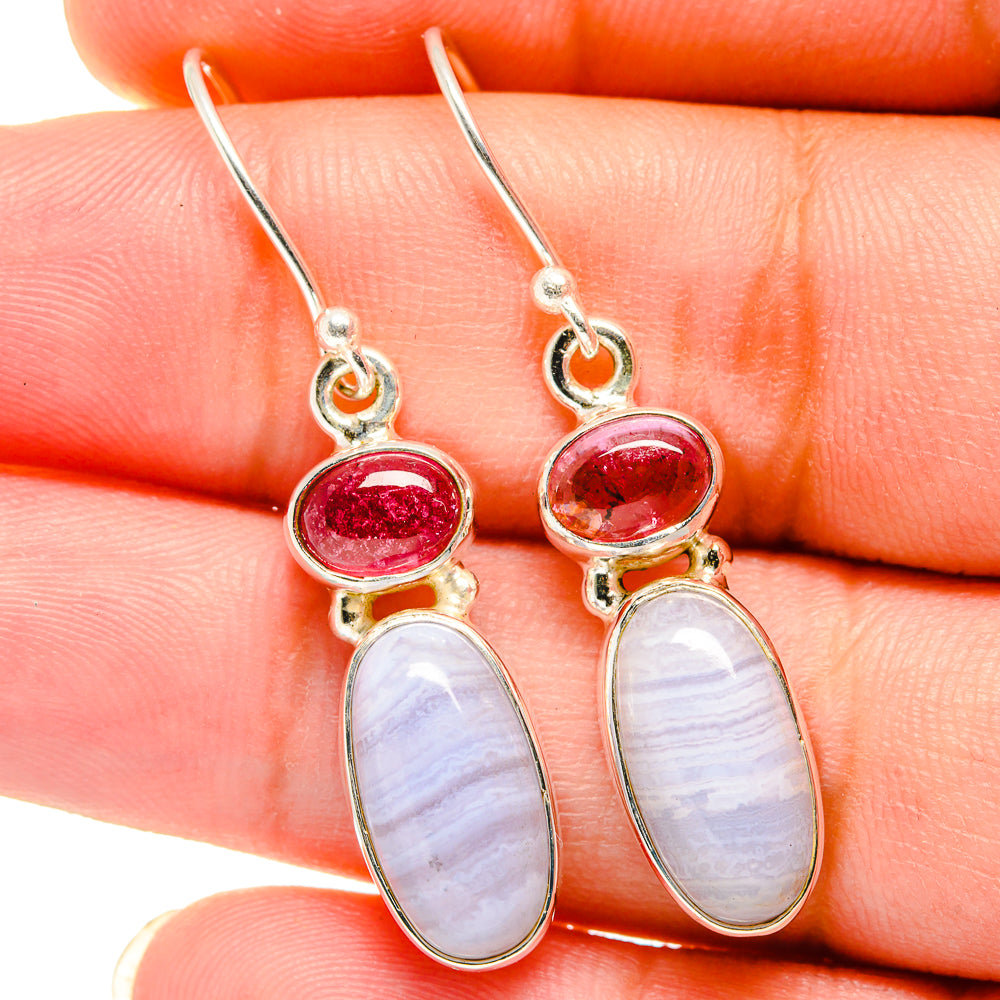 Blue Lace Agate Earrings handcrafted by Ana Silver Co - EARR421357