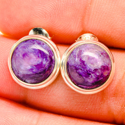 Charoite Earrings handcrafted by Ana Silver Co - EARR421390
