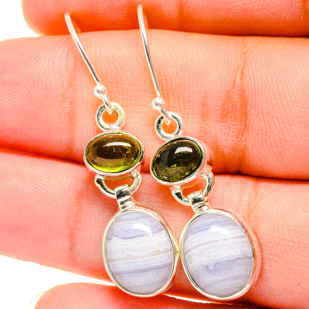 Blue Lace Agate Earrings handcrafted by Ana Silver Co - EARR421396