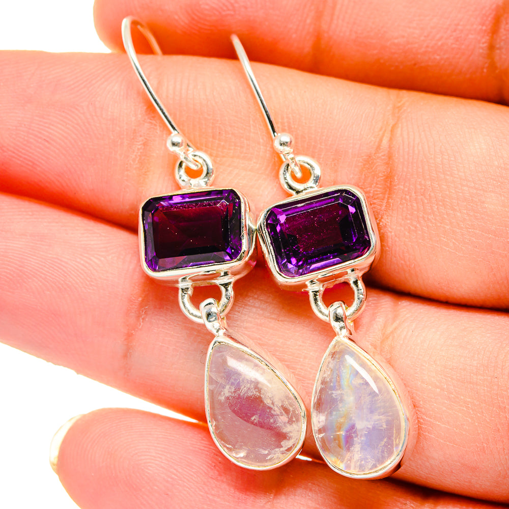 Rainbow Moonstone Earrings handcrafted by Ana Silver Co - EARR421419