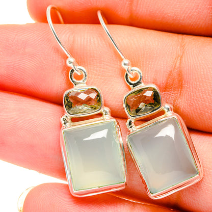 Aqua Chalcedony Earrings handcrafted by Ana Silver Co - EARR421429