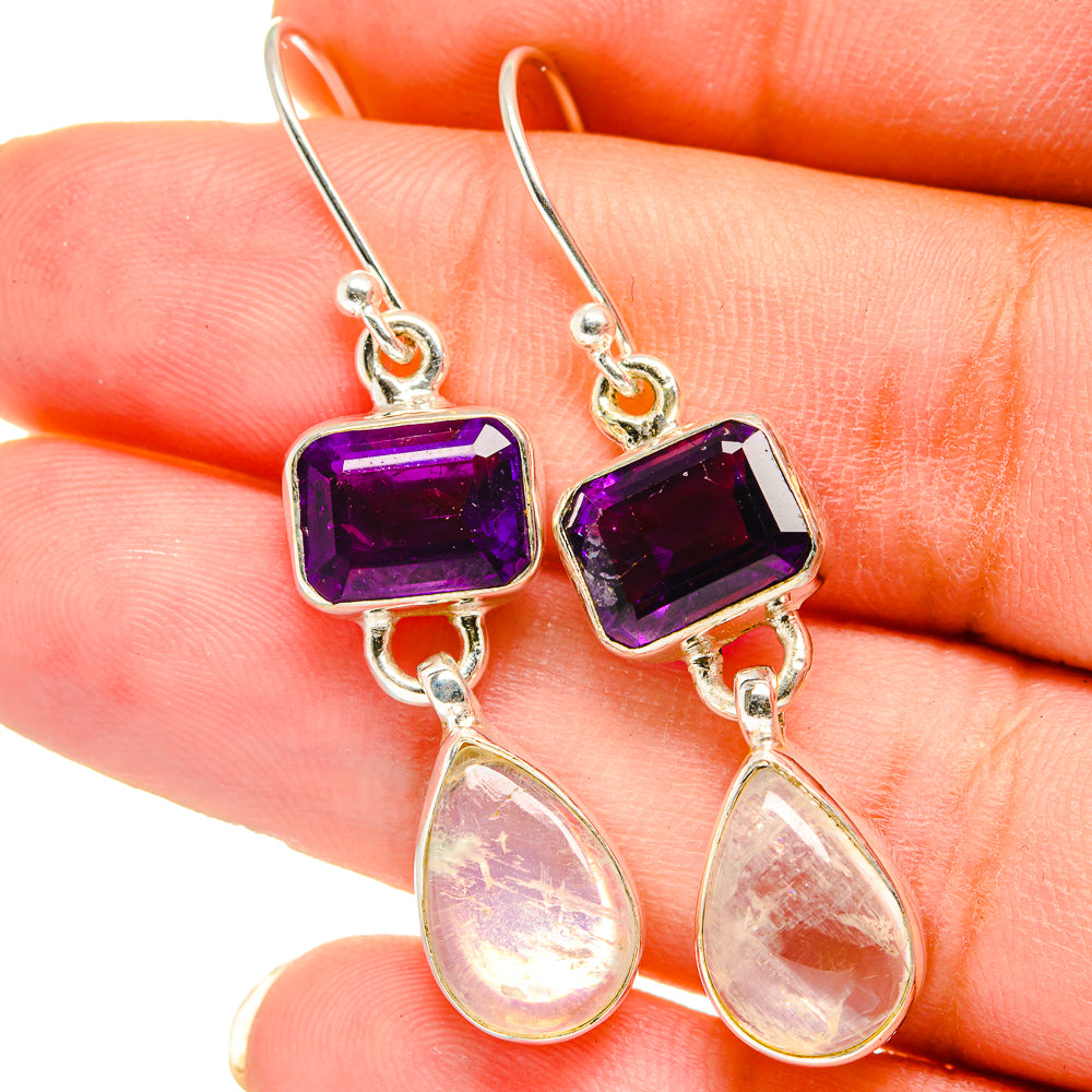 Rainbow Moonstone Earrings handcrafted by Ana Silver Co - EARR421435