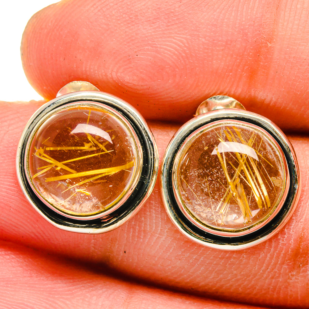 Rutilated Quartz Earrings handcrafted by Ana Silver Co - EARR421443