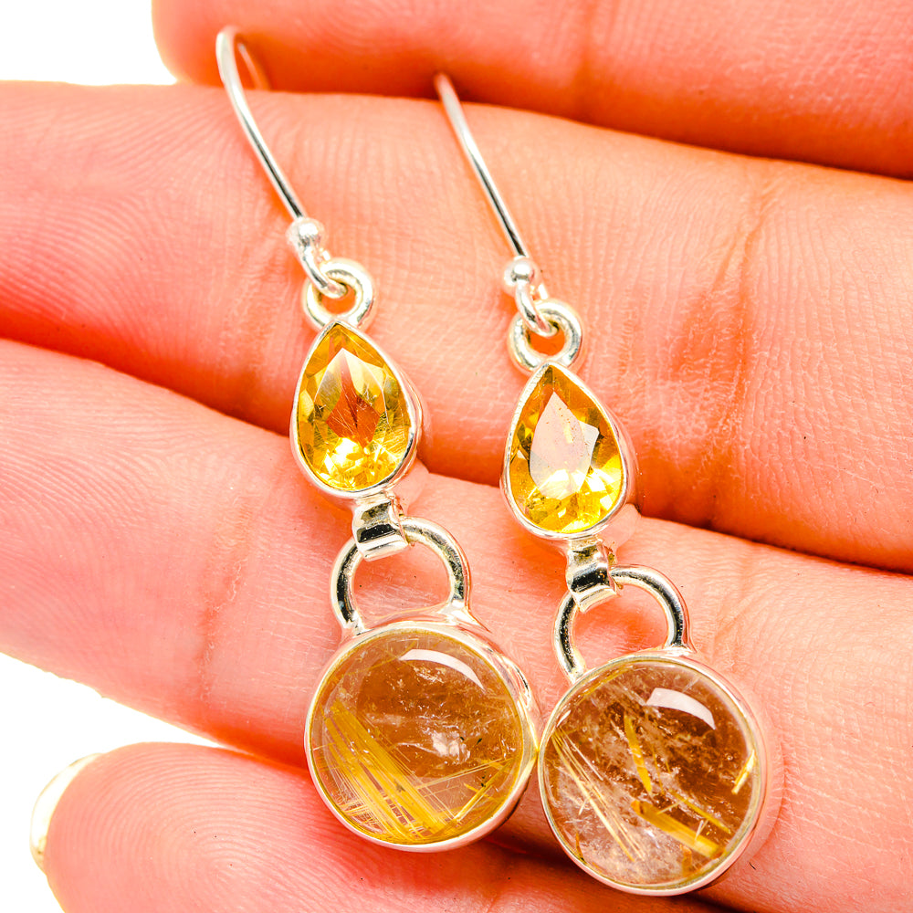 Rutilated Quartz Earrings handcrafted by Ana Silver Co - EARR421453