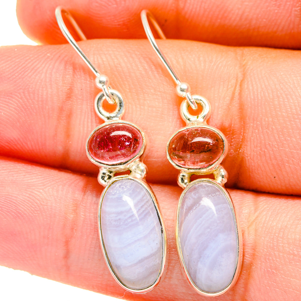 Blue Lace Agate Earrings handcrafted by Ana Silver Co - EARR421457