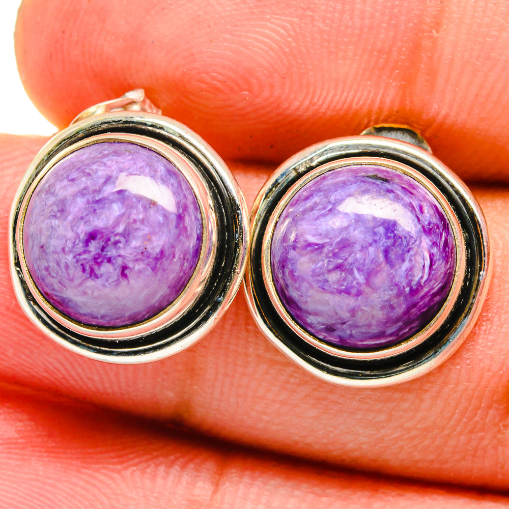 Charoite Earrings handcrafted by Ana Silver Co - EARR421458
