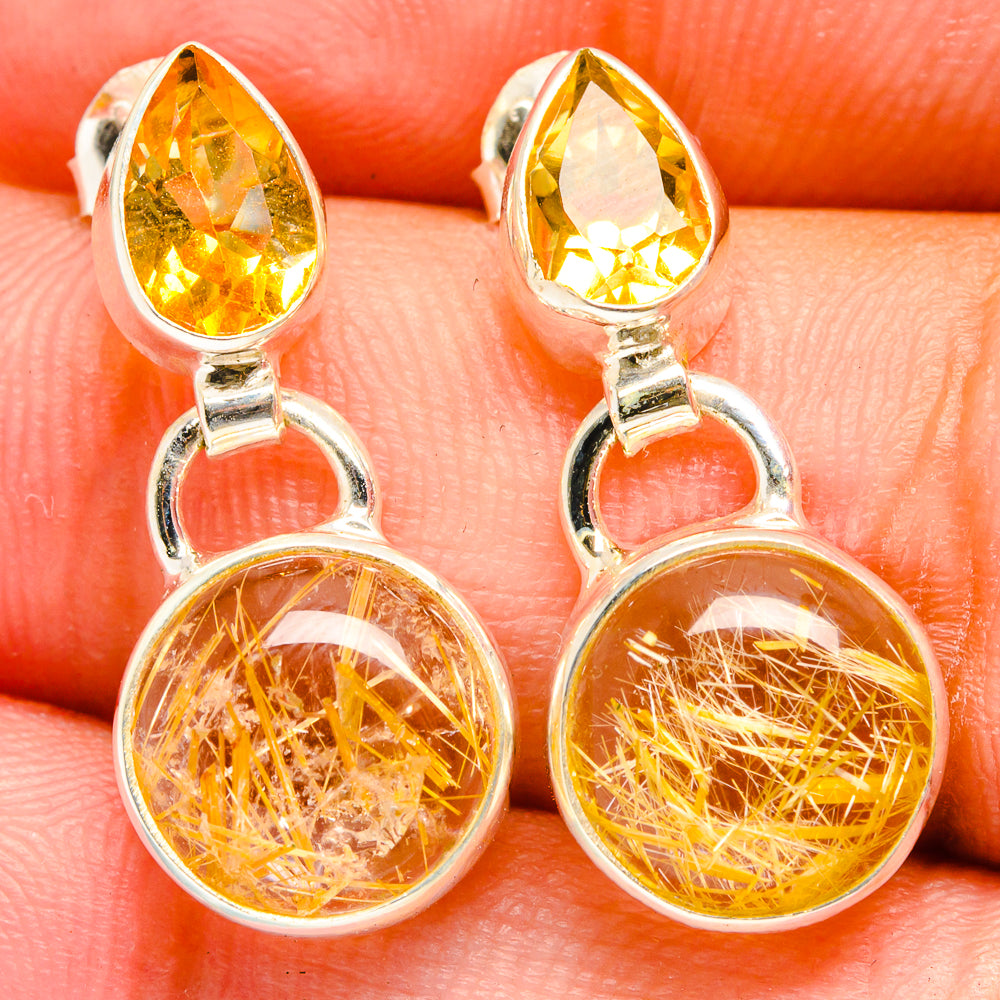 Rutilated Quartz Earrings handcrafted by Ana Silver Co - EARR421459