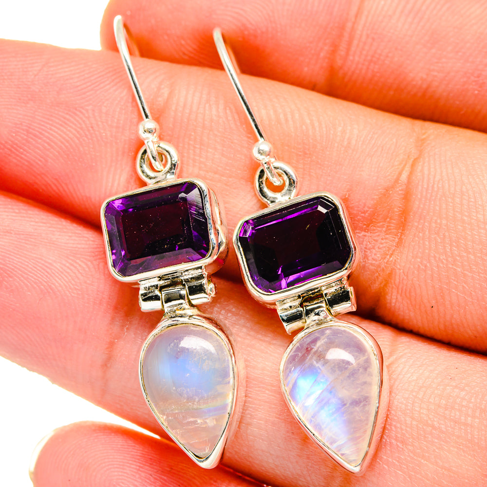 Rainbow Moonstone Earrings handcrafted by Ana Silver Co - EARR421473